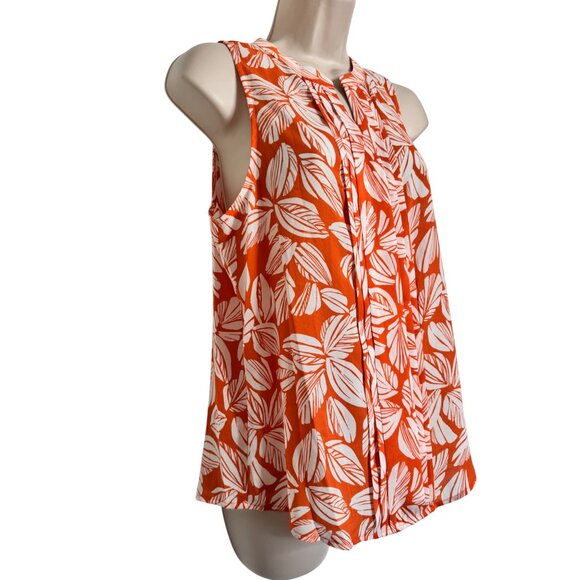 41 Hawthorne Pleated V Neck Sleeveless Blouse Size Small Orange White NWT - Picture 7 of 7